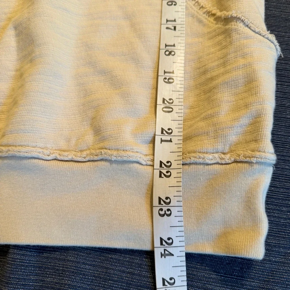 Free People Cream Cotton V-Neck 3/4 Sleeve Hoodie Pullover Bohemian Medium